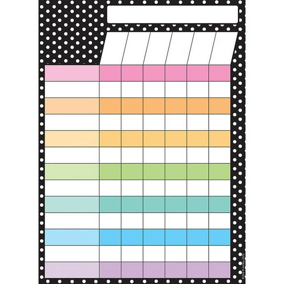 Ashley Smart Poly Dry Erase Black and White Dots Incentive Chart, 13" x 9.5" (ASH95333)