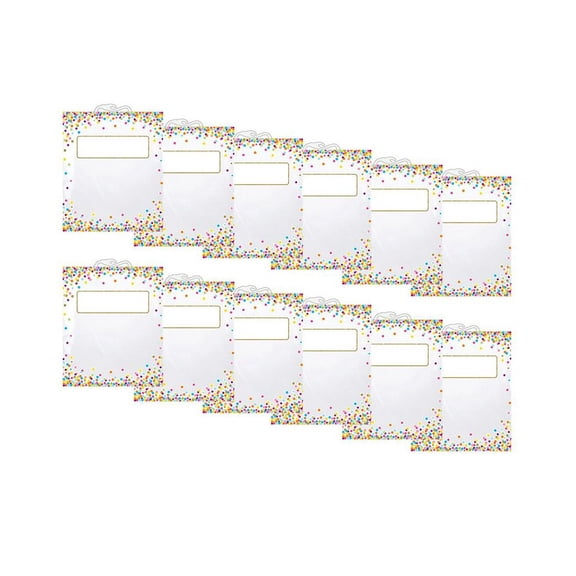 Ashley Productions Hanging Confetti Pattern Storage/Book Bag, 10.5" x 12.5", 6 Per Pack, 2 Packs