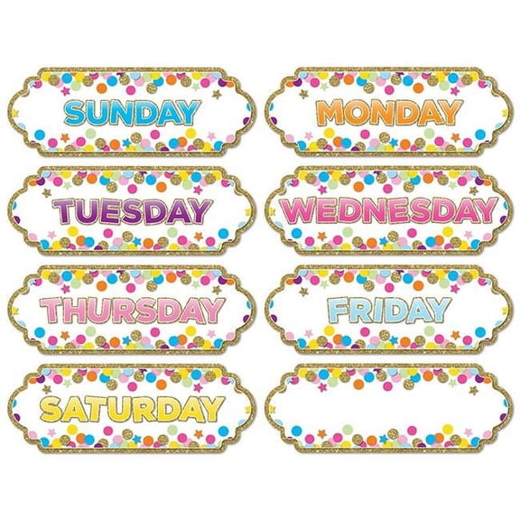 Ashley Productions Magnetic Confetti Days The Week - Pack of 6