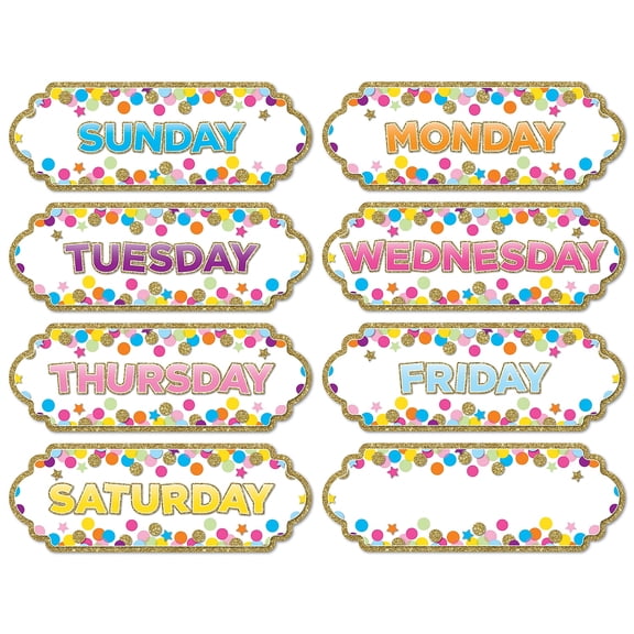 Ashley Productions Magnetic Die-Cut Timesavers & Labels Confetti Days of the Week 5 Packs of 8
