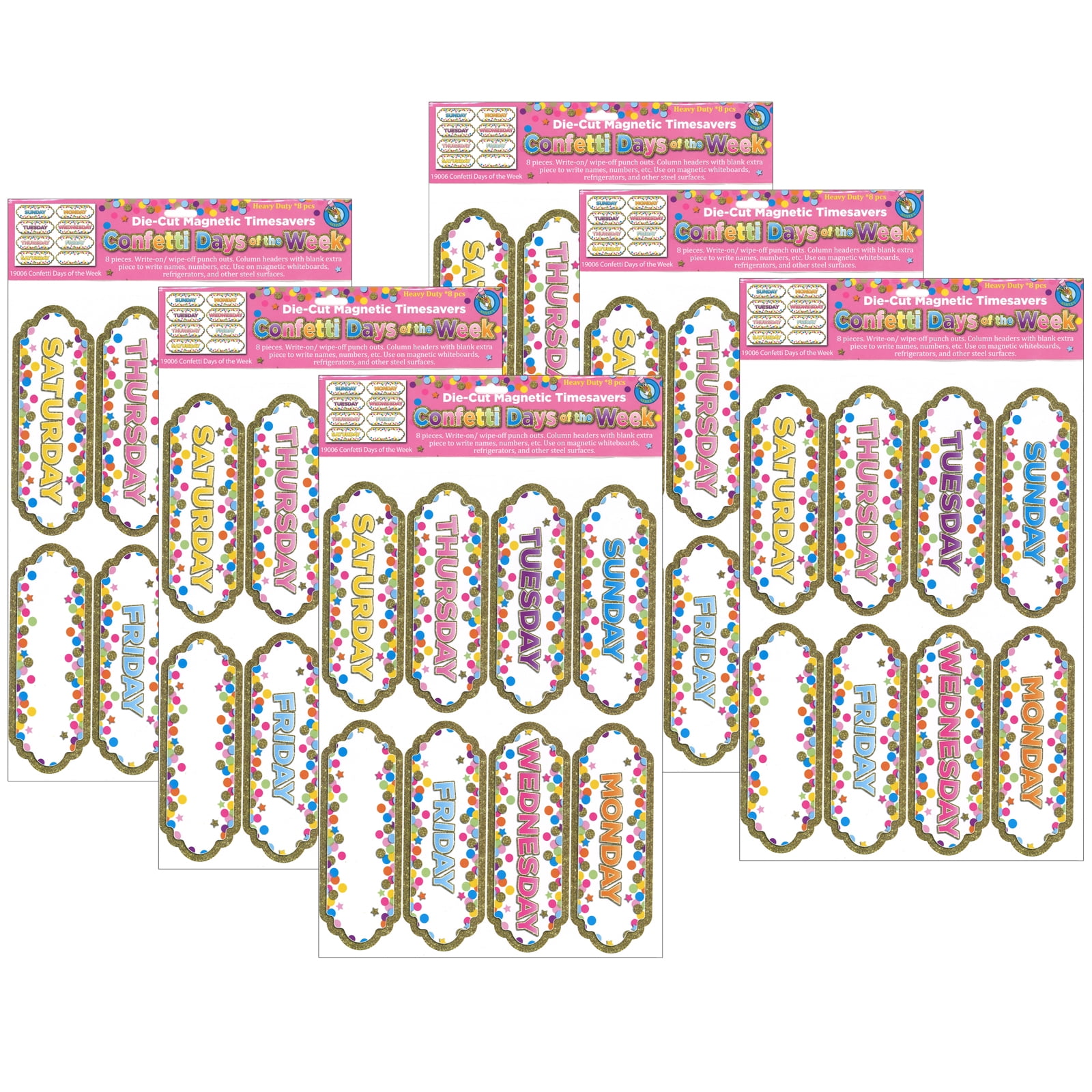 Ashley Magnetic Confetti Days Timesavers - 8 - Die-cut, Write on/Wipe off - 1 Each - Multicolor