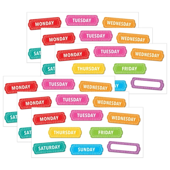 Ashley Productions Magnetic Die-Cut Timesavers & Labels, Days of the Week, Chalk Loops, 8 Per Pack, 6 Packs