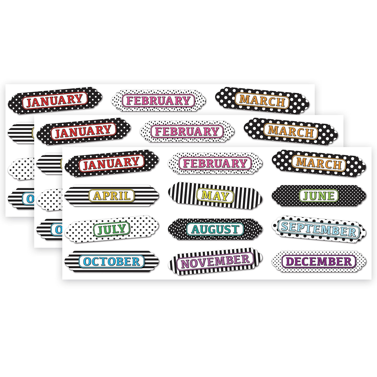 Black and White Magnetic Monthly Calendar Labels