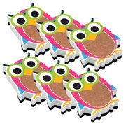 Ashley Productions Magnetic Whiteboard Eraser, Burlap Scribble Owl, Pack of 6