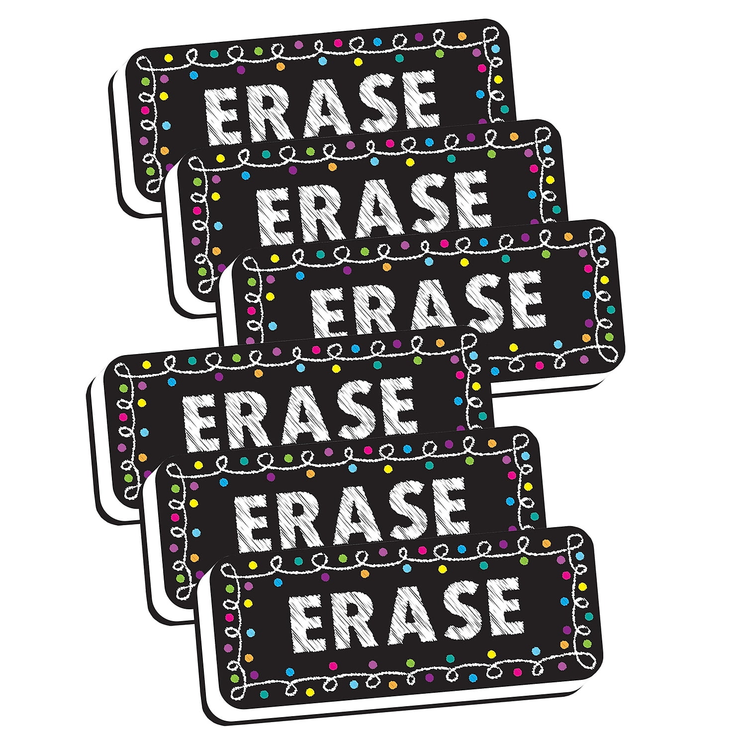 Colorful Magnetic Chalkboard Eraser for Kids, Pack of 6
