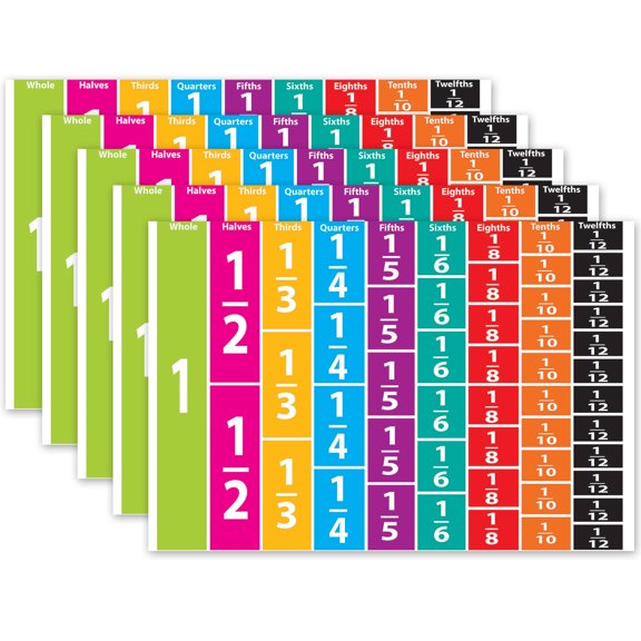 Ashley Productions Math Die-Cut Magnets, Comparative Fractions, 51 Pieces Per Pack, 5 Packs