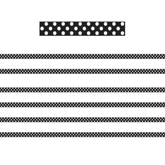 Ashley Productions Mini Magnetic Magi-Strips, B/W Dots, 24 Feet Per Pack, 6 Packs