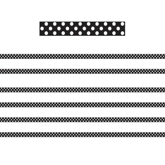 Ashley Productions Mini Magnetic Magi-Strips, B/W Dots, 24 Feet Per Pack, 6 Packs