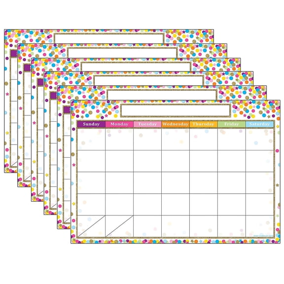 Ashley Productions Smart Poly Chart, 13" x 19", Confetti Calendar, Pack of 6