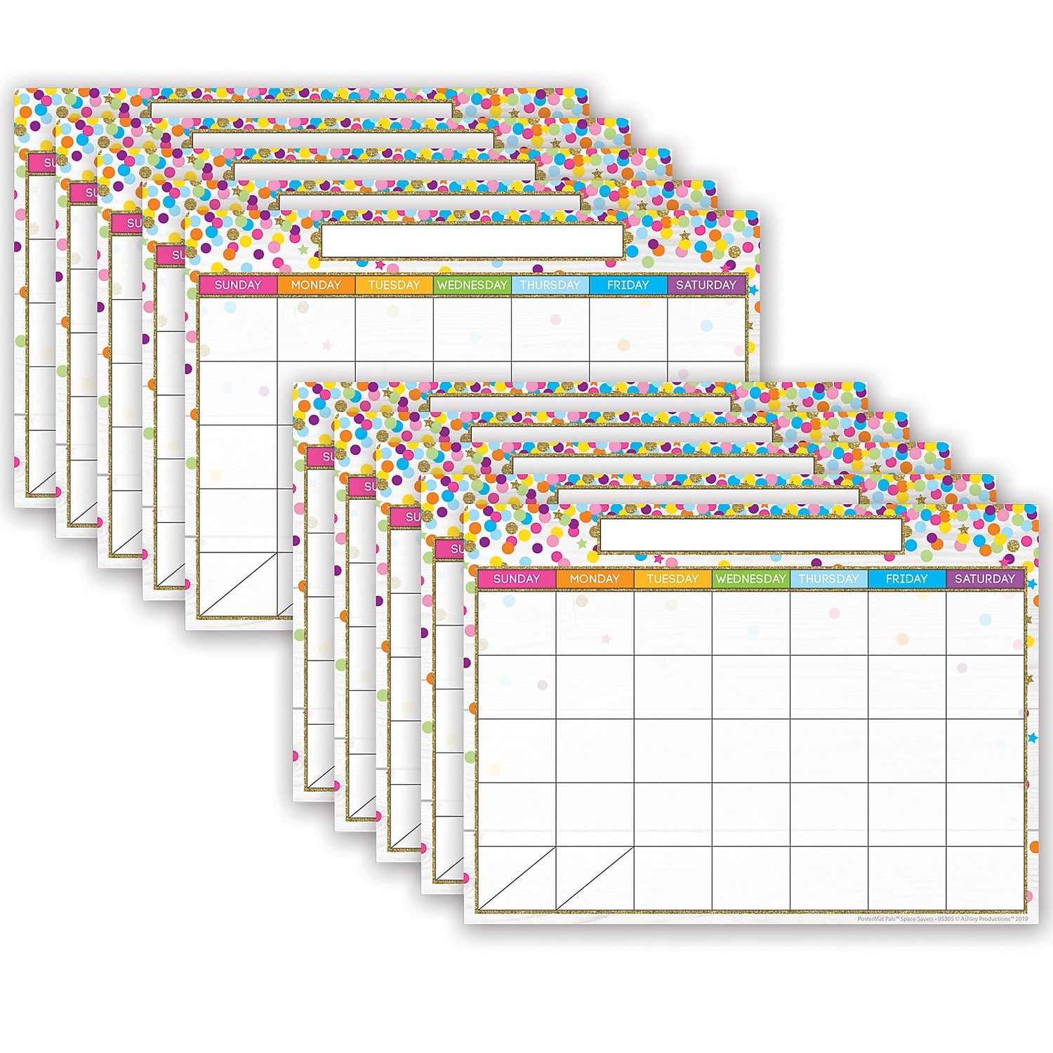 Confetti Style Weekly Wall Calendar PosterMat Pals, Pack of 10