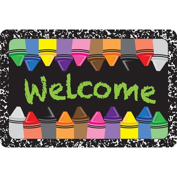 Ashley Productions The Original Fun Mat Welcome Mat 15.5" x 23.5" Welcome Crayons Composition