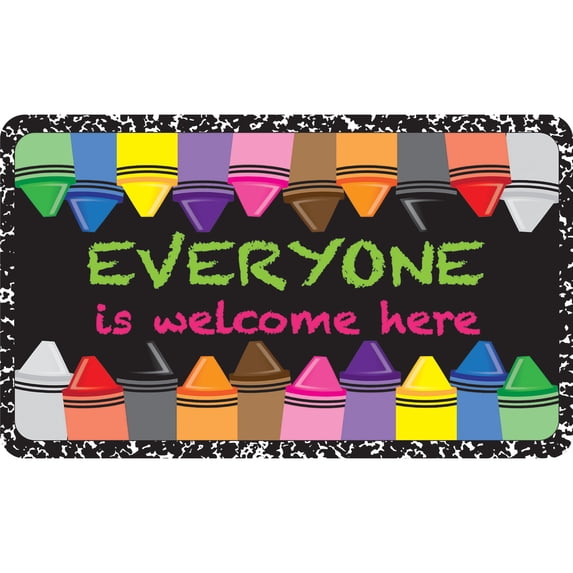 Ashley Productions The Original Fun Mat, Welcome Mat, 18" x 30", Everyone Welcome Crayons Composition