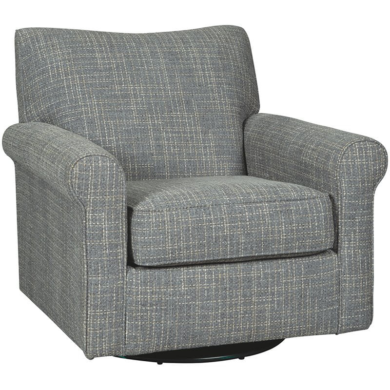 Renley Gray Tweed Swivel Glider Accent Chair