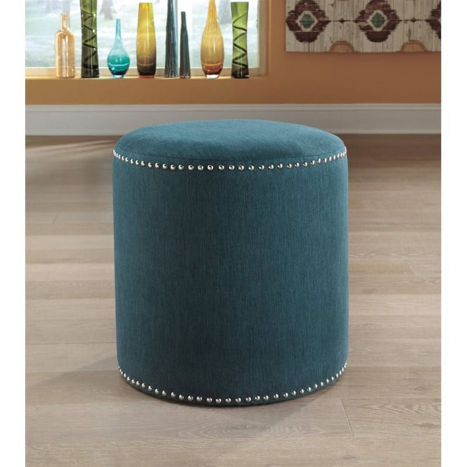 Ashley Revel Microfiber Accent Ottoman in Teal