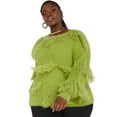 Ashley Stewart Women's Plus Size Fringed Boat Neck Sweater - Walmart.com