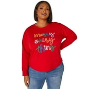 Ashley Stewart Women's Plus Size Merry Every Thing Hi Low Sweatshirt