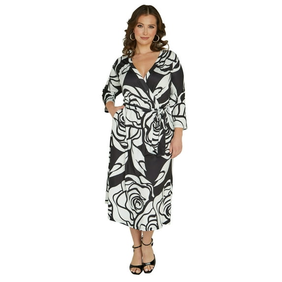 Ashley Stewart Women's Plus Bleted Faux Wrap Dress, Sizes 10/12-26/28