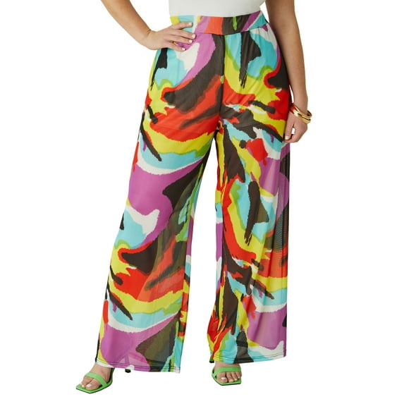 Ashley Stewart Women's Plus Easy Pull On Mesh Pant, Sizes 10/12-26/28