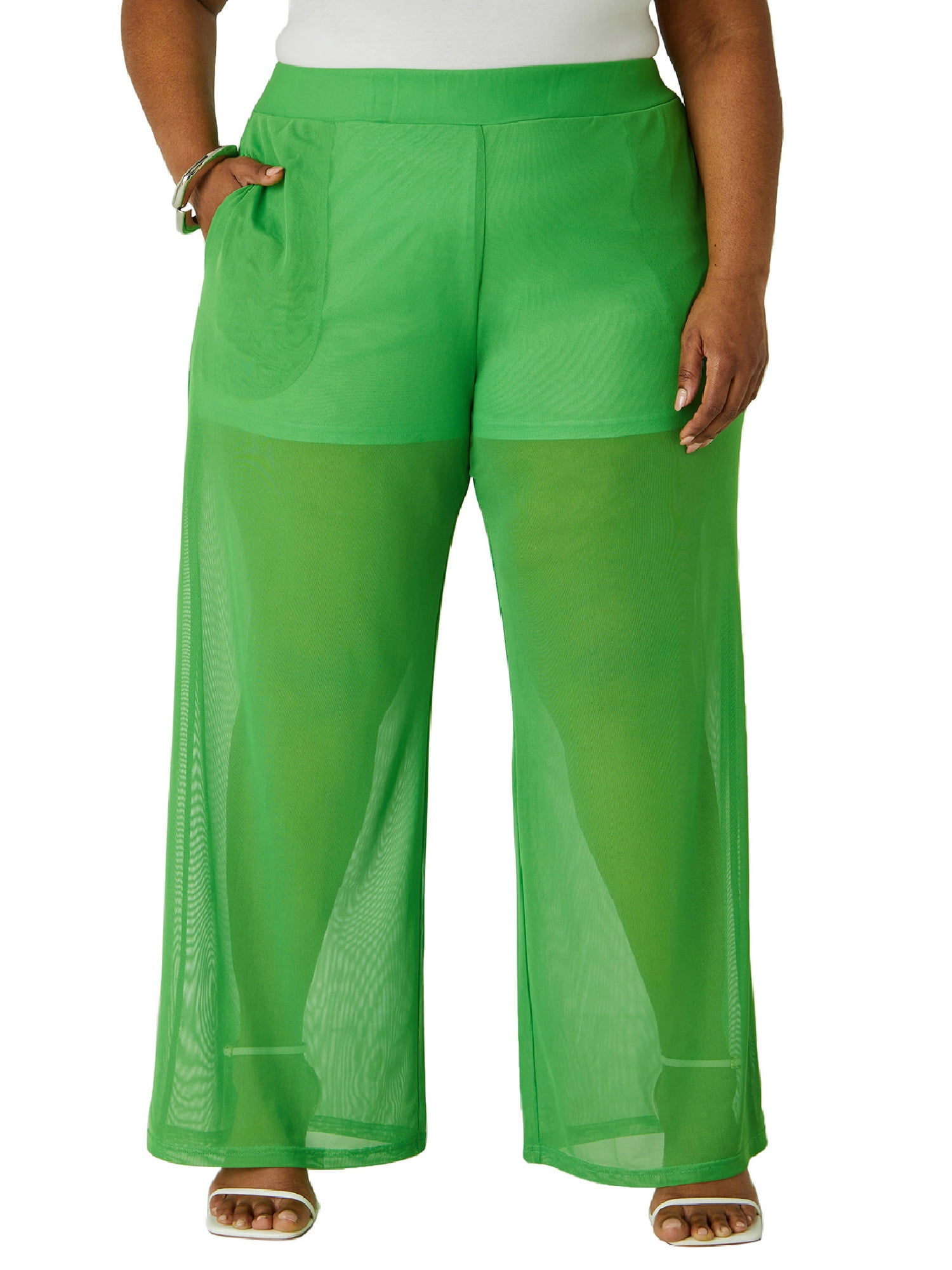 Ashley Stewart Women's Plus Easy Pull On Mesh Pant, Sizes 10/12-26/28