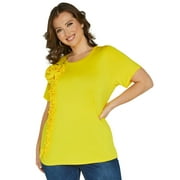 Ashley Stewart Women's Plus Flower Applique T-Shirt, Sizes 10/12-26/28