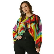 Women's Plus Printed Collared Shrug, Sizes 10/12-26/28