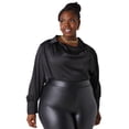 thumbnail image 1 of Ashley Stewart Women's Plus Size Cowl Neck Satin Blouse, Black, 1 of 4