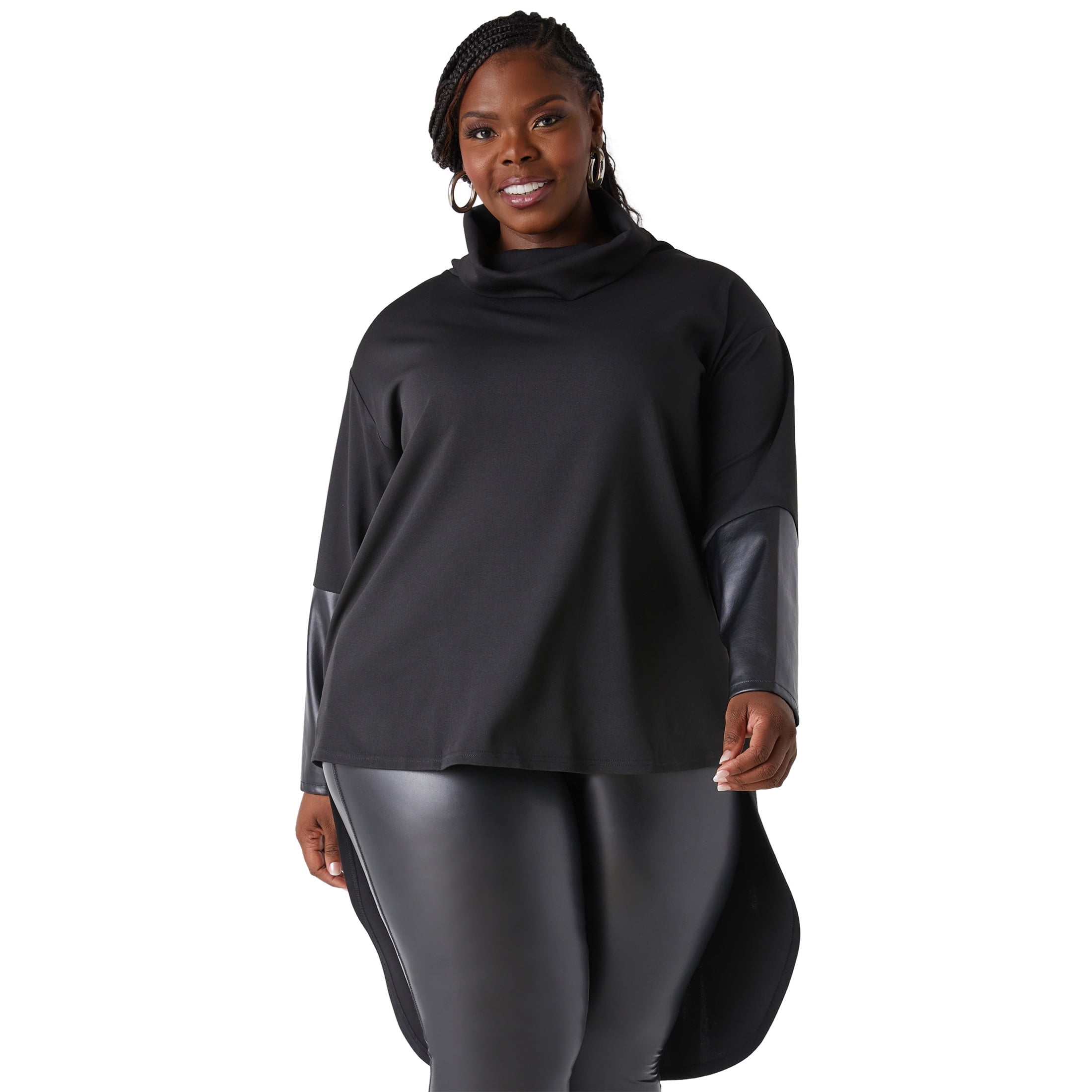 black high low shirt plus size