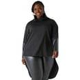 thumbnail image 1 of Ashley Stewart Women's Plus Size Faux Leather Paneled Hi Low Tunic, Black, 1 of 4