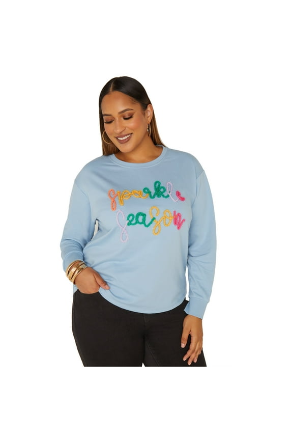 Women's Plus Size Sparkle Season Hi Low Sweatshirt
