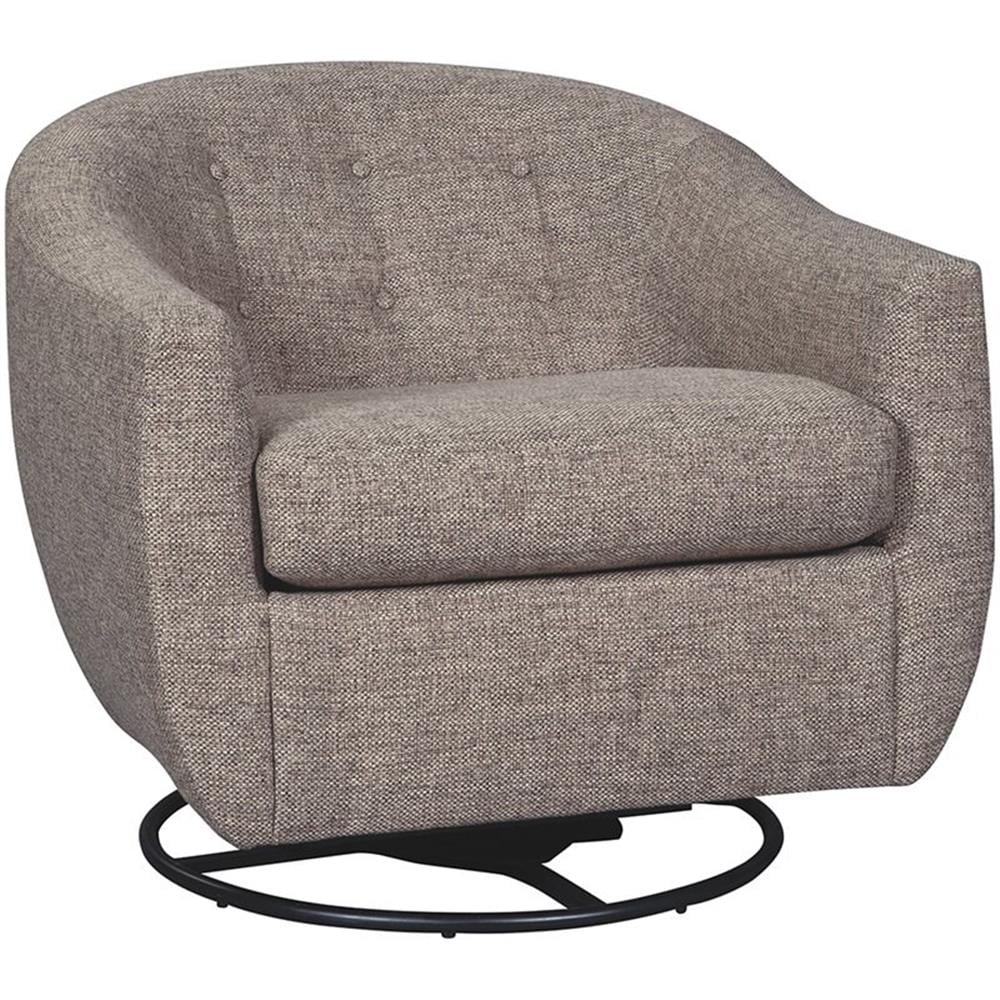 Gray Polyester Barrel Swivel Glider Accent Chair