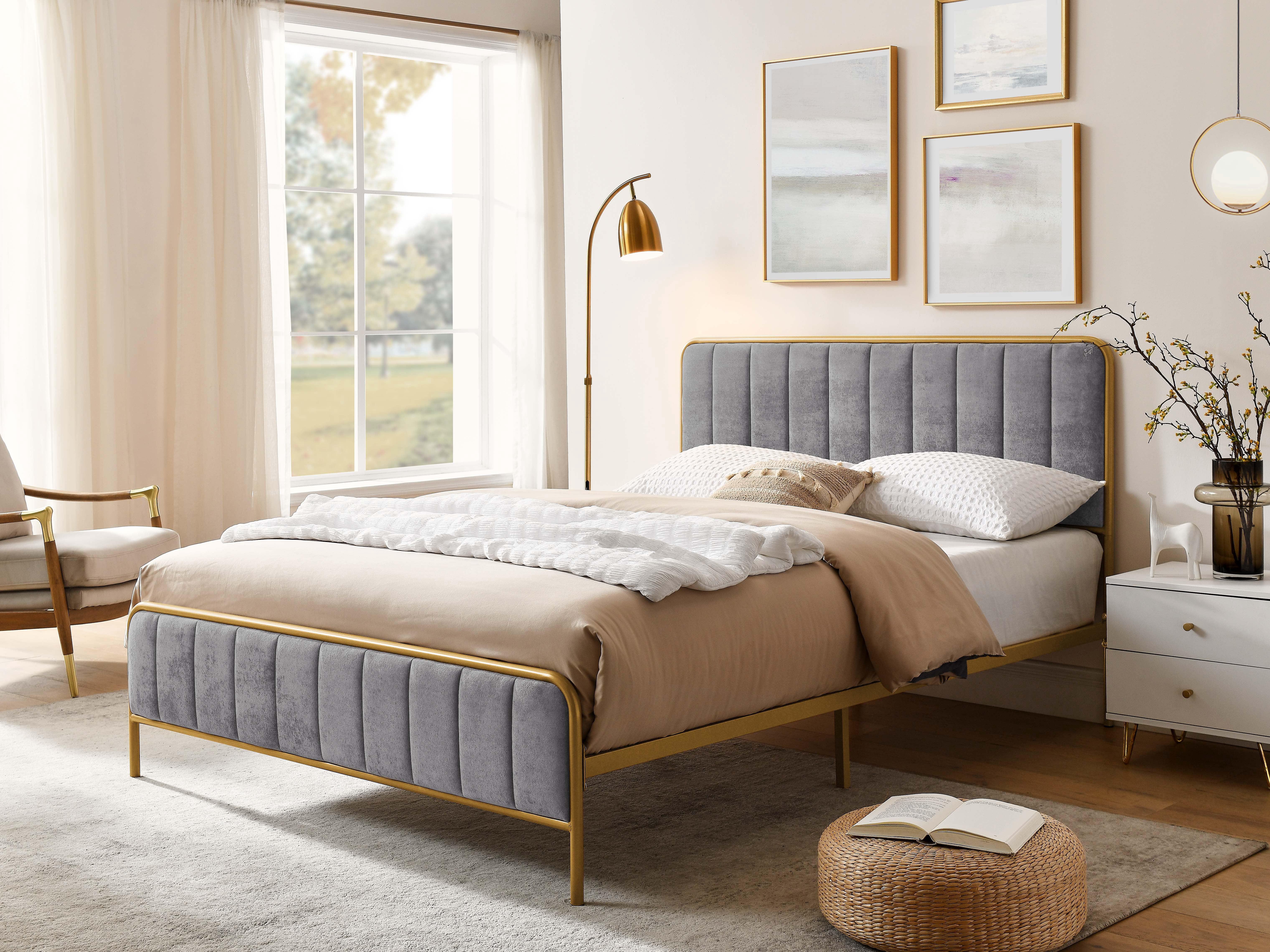 Queen Frame Ashley Upholstered Queen Bed Frame - Walmart.com