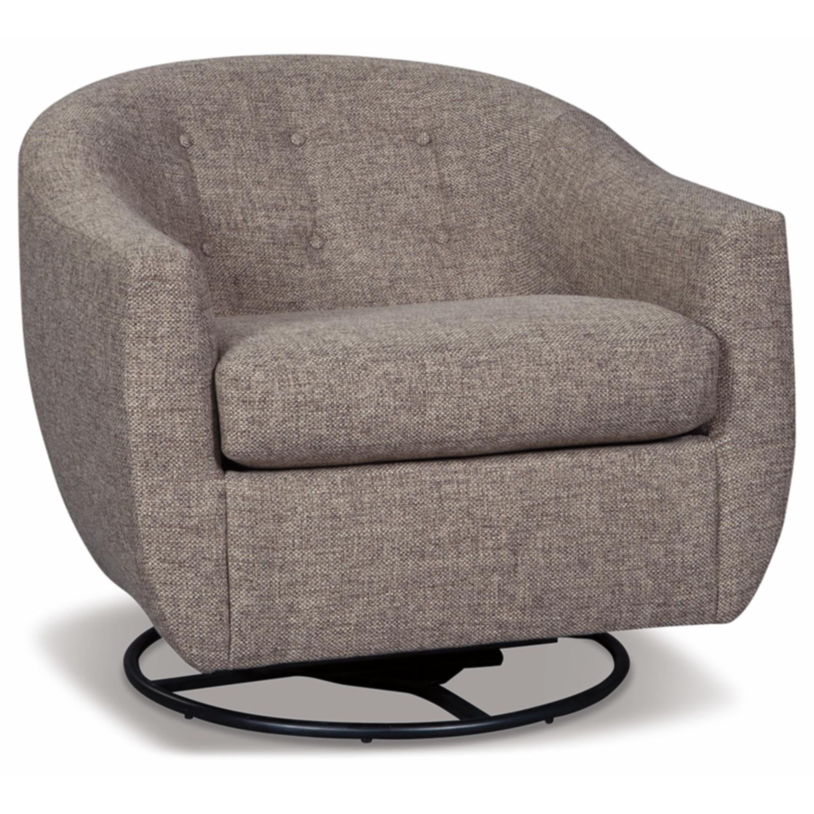 Gray Polyester Barrel Swivel Glider Accent Chair