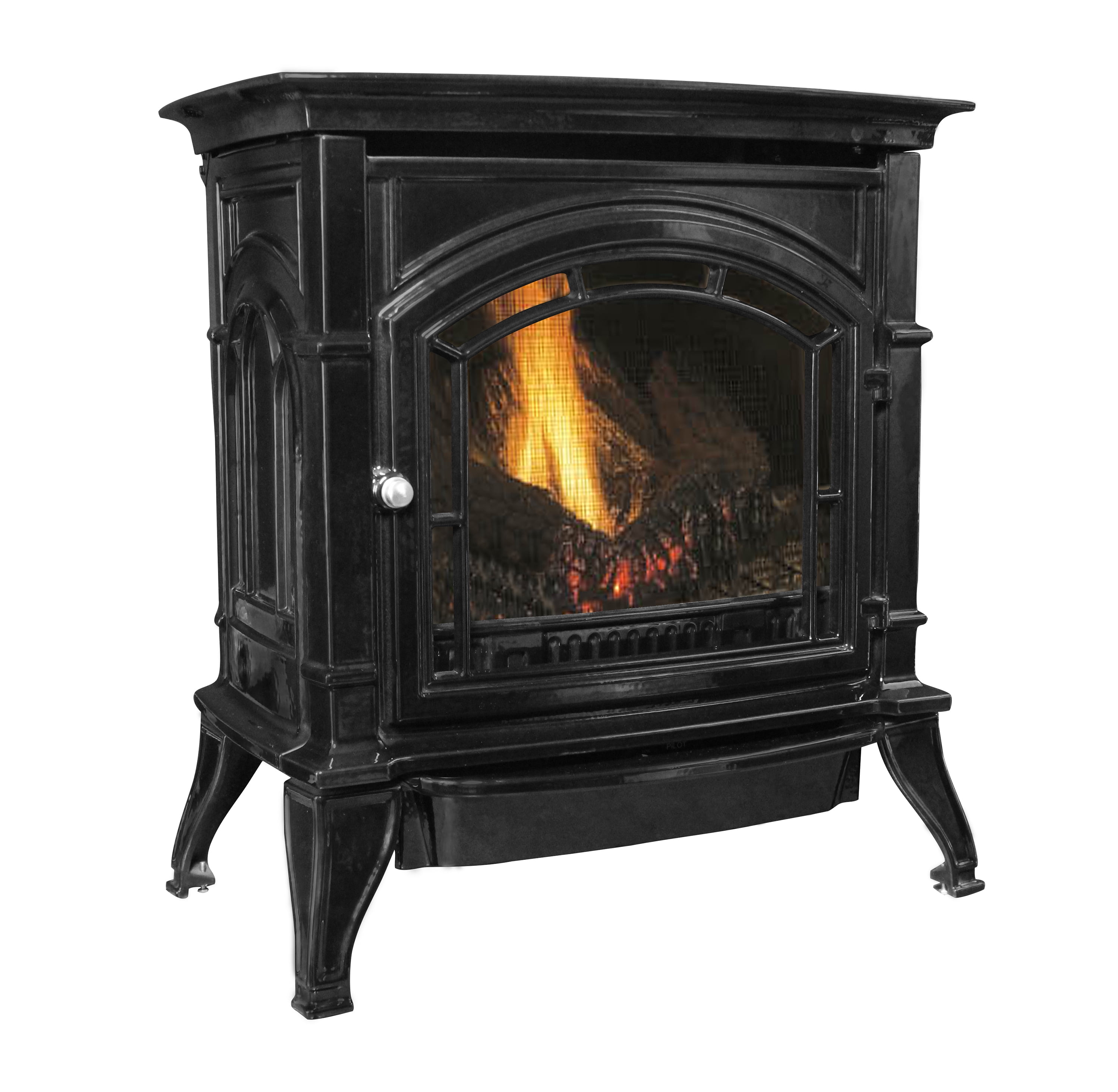 Black Cast Iron Freestanding Vent-Free Liquid Propane Gas Stove