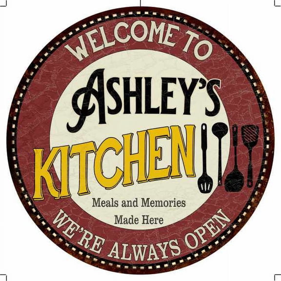 Ashley's Kitchen 14" Round Metal Sign Bar Game Room Wall Decor 100140040065