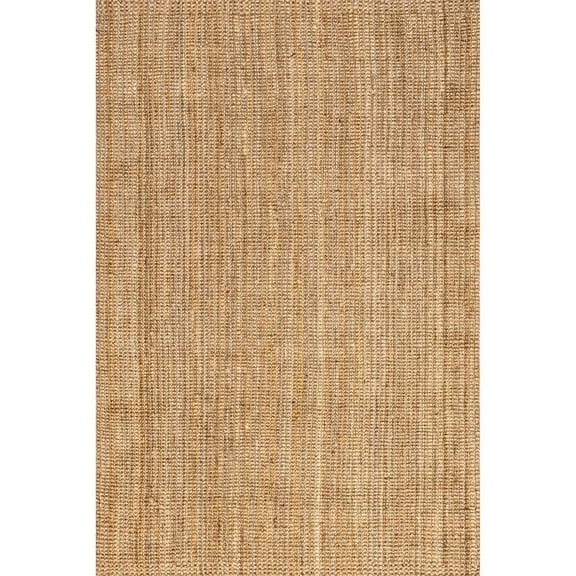 Ashli Solid Jute Natural 6 ft. x 9 ft. Living Room/Bedroom/Dining Room Area Rug