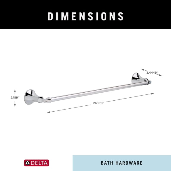 Ashlyn (1-Pack) 24'' Towel Rack for Bathroom - Polished Chrome Towel Bar for Bathroom Wall Towel Holder Rod Wall Mounted