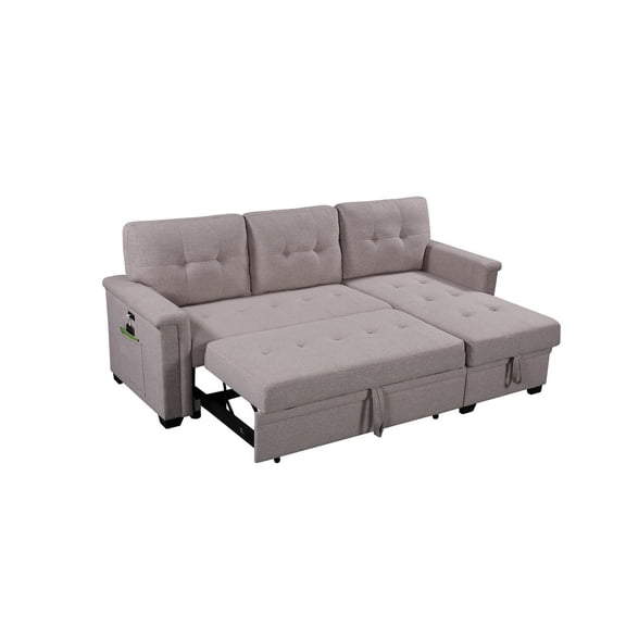 Ashlyn 84 Light Gray Reversible Sleeper Sectional Sofa with Storage Chaise