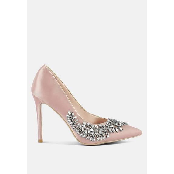 Ashlyn Rhinestones Embellished Satin Stiletto Pumps