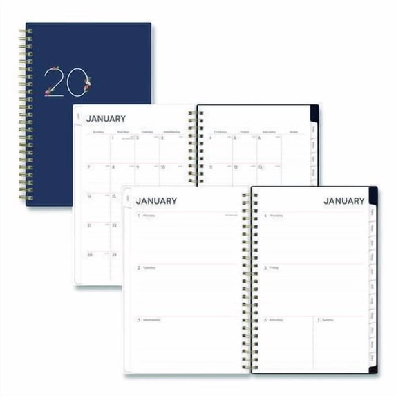 Ashlyn Weekly/Monthly Planner, Floral Artwork, 8 x 5, Navy/Multicolor Cover, 12-Month (Jan to Dec): 2026 | Bundle of 10