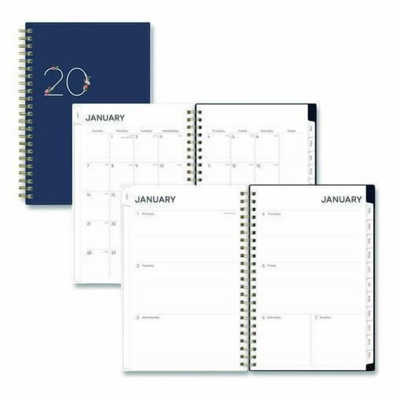 Ashlyn Weekly/Monthly Planner, Floral Artwork, 8 x 5, Navy/Multicolor Cover, 12-Month (Jan to Dec): 2026 | Bundle of 2