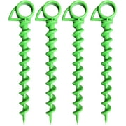 Ashman 10 Inch Plastic Spiral Ground Anchor Green Color, Swing Sets 4Pack