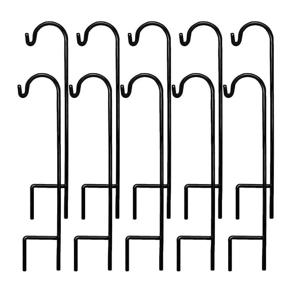 Ashman 35 Inch Shepherds Hook for Hanging Plants, Feeders, 10 Pack, Black