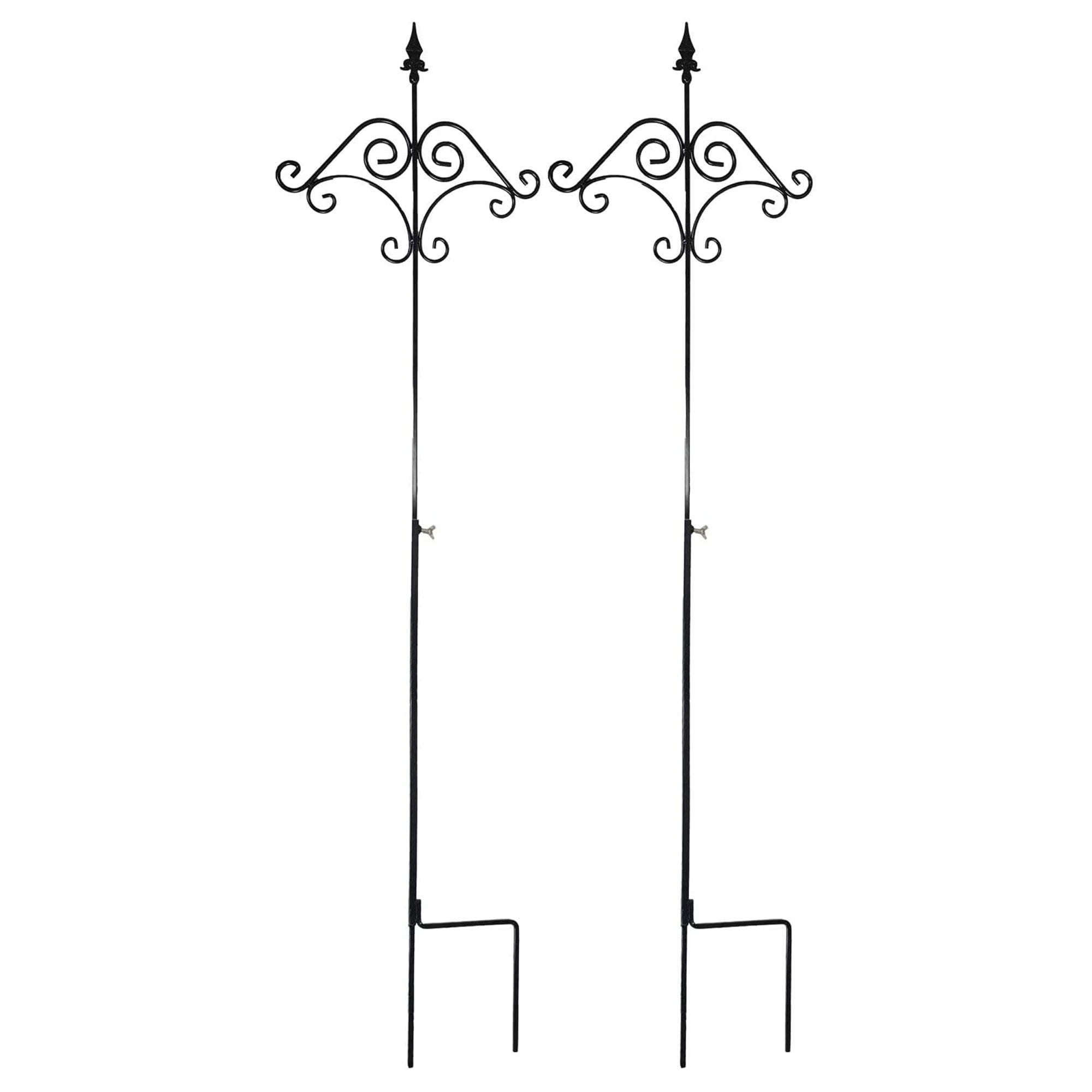 91-Inch Black Metal Floral Design Shepherd's Hook, 2 Pack