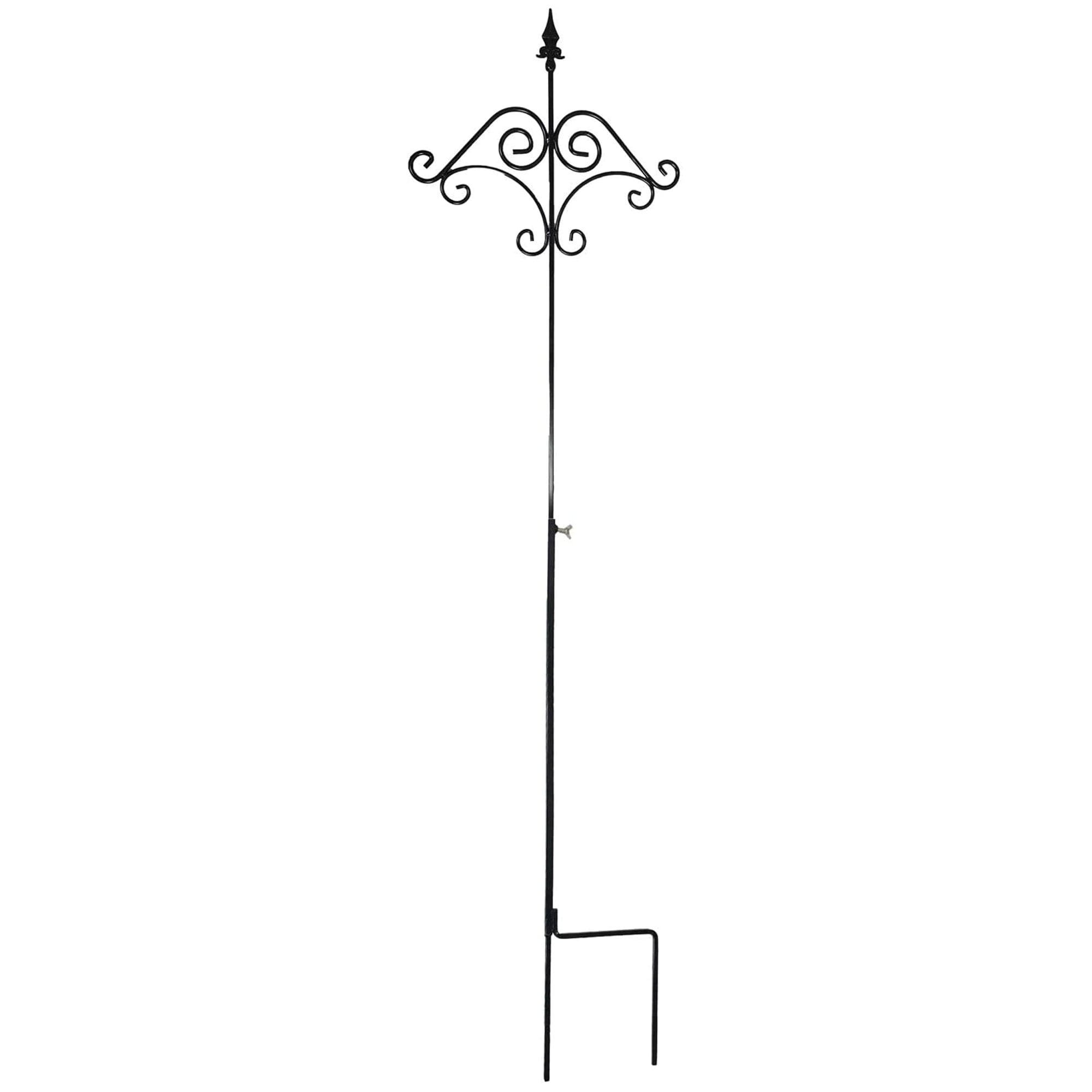 91-Inch Black Steel Floral Design Shepherd's Hook Plant Hanger