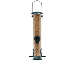 Ashman Bird Feeder, Green , Metal Top and Bottom, Hanging Bird Feeder, Attractive & Long Lasting, Fill It with Sunflower Black Oil Seeds, Clean and Fill, for Hamming Birds, Wild Bird