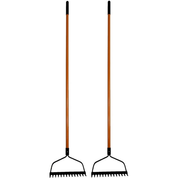 Ashman Bow Rake (2 Pack) – Heavy Duty Rake to Gather Fallen Leaves, Equipped with Rubber Grip Handle for a Strong Hold When Working – Rust Resistant.