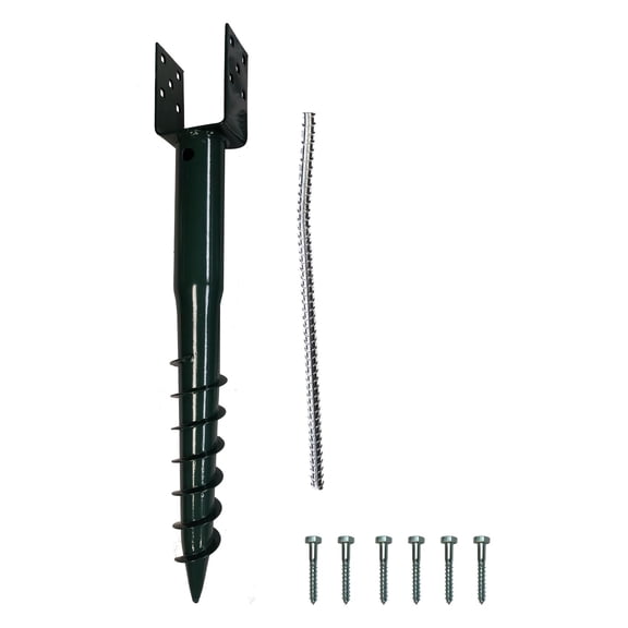 Ashman Ground Screw Green (1 Pack), No Dig, U-Model Screw in Post Stake - 27.5"" Inch Long, Fits Standard 4x4 (3.5"" X 3.5"" Inch) Great for Mailbox Posts.