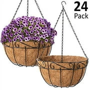 Ashman Metal Hanging Planter Basket, Black Color, 24 Pack
