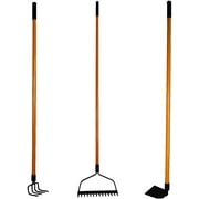 Ashman Online, 3 Various Assorted Garden Rakes  – Bow Rake, Garden Cultivator, and Garden Hoe, Black Color Metal Blade – Multipurpose Assorted Shovels with Strong Build 3 Pcs.