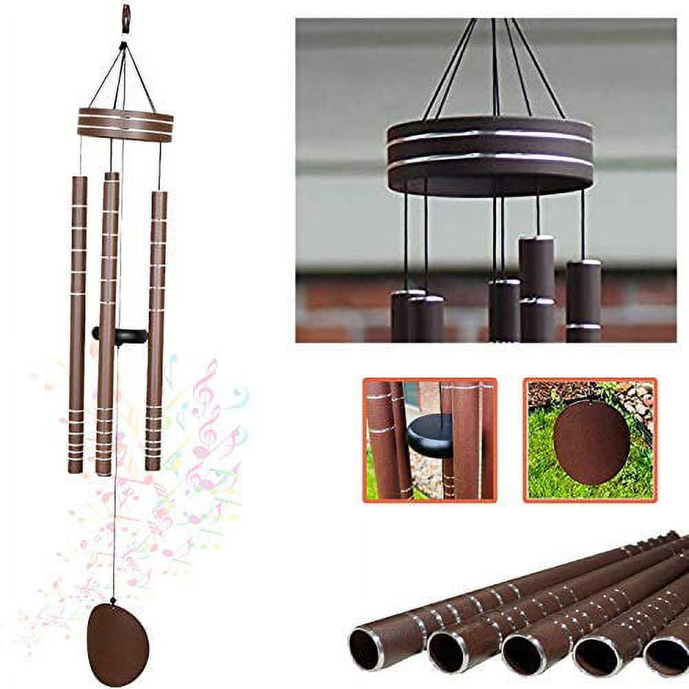 40-inch Brown Copper Vein Wind Chimes with Glossy Finish